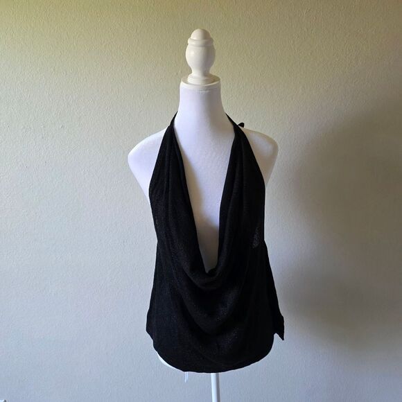 NWT 525 America Revolve Black Sparkly Cowl Neck Top Size XL - Picture 2 of 7